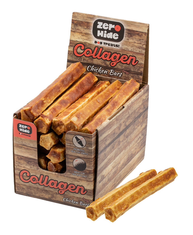 Zero Hide Large Collagen Chicken Bars 1.6kg with Display Box x23 Pieces