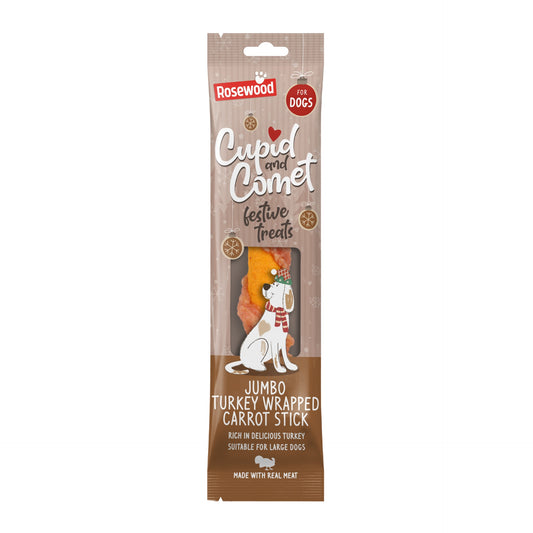 Rosewood Jumbo Turkey Wrapped Carrot Stick Dog Treat 70g
