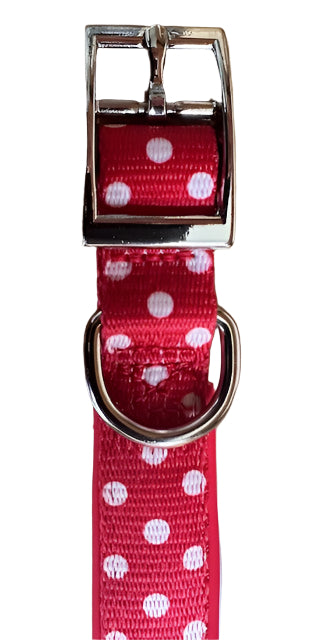 Polka Dot Nylon Collar Red Medium